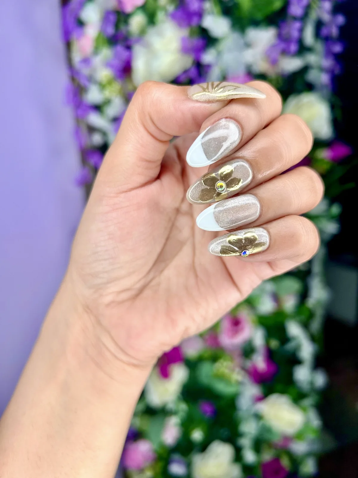 Hand-painted floral nail art design